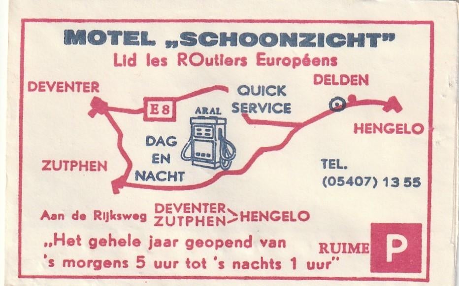 Suikerzakje #1084 : Motel Schoonzicht Deventer-Zutphen, Verzenden, Nederland