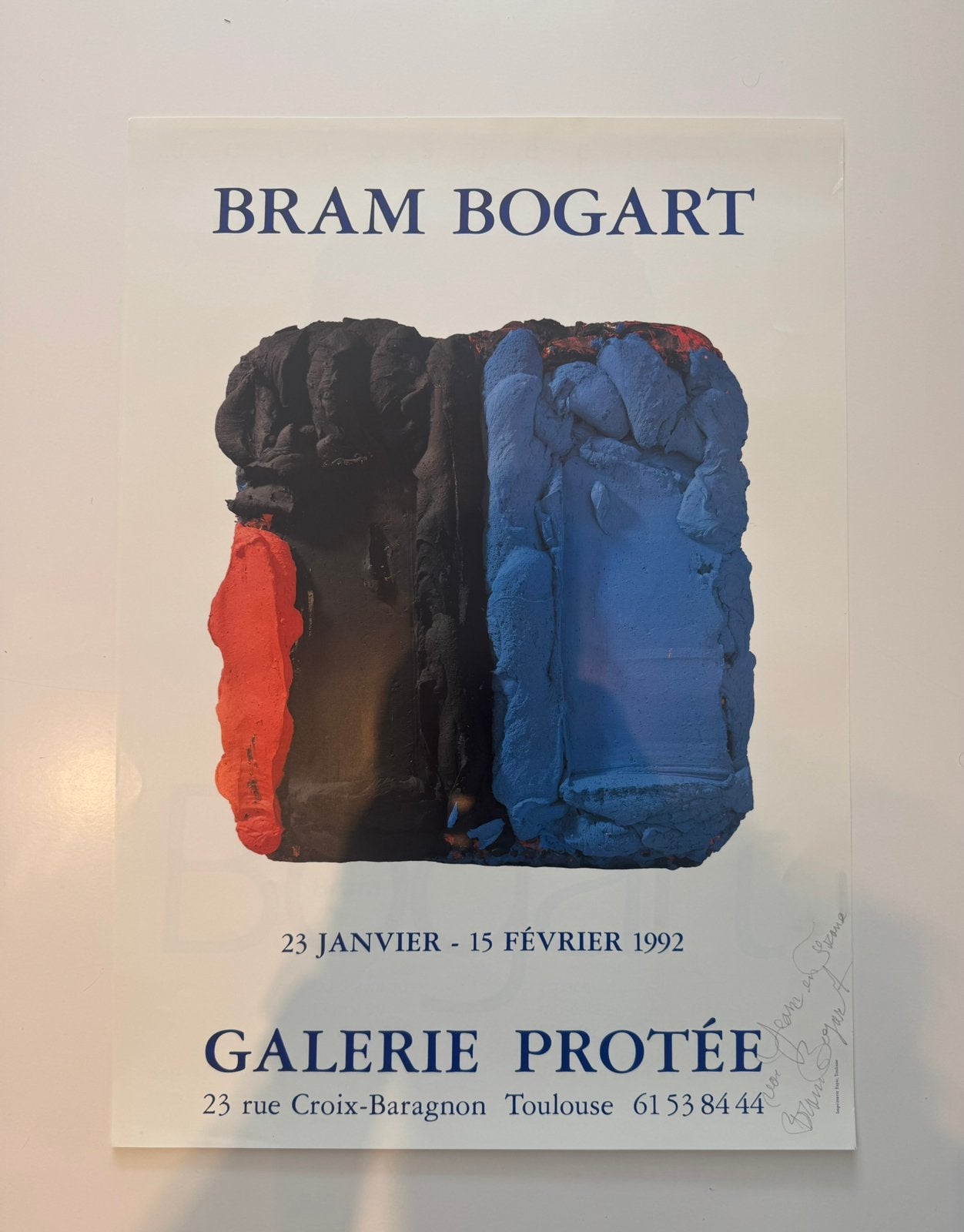 Bram Bogart Affiche 1992 - Gesigneerd, Antiek en Kunst, Ophalen of Verzenden, Abstract, Offsetdruk