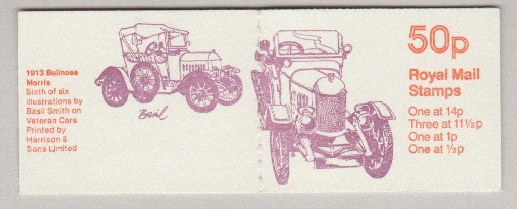 GB 1979 50p Booklet SG FB15A 1913 Bull-nose Morris **, Ophalen of Verzenden, Postfris
