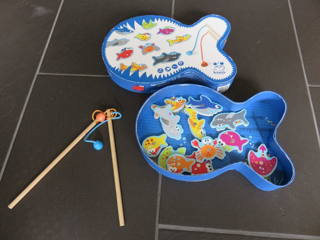Hengel spel visspel Scratch met twee hengels, 14-delig., Ophalen of Verzenden, Gebruikt