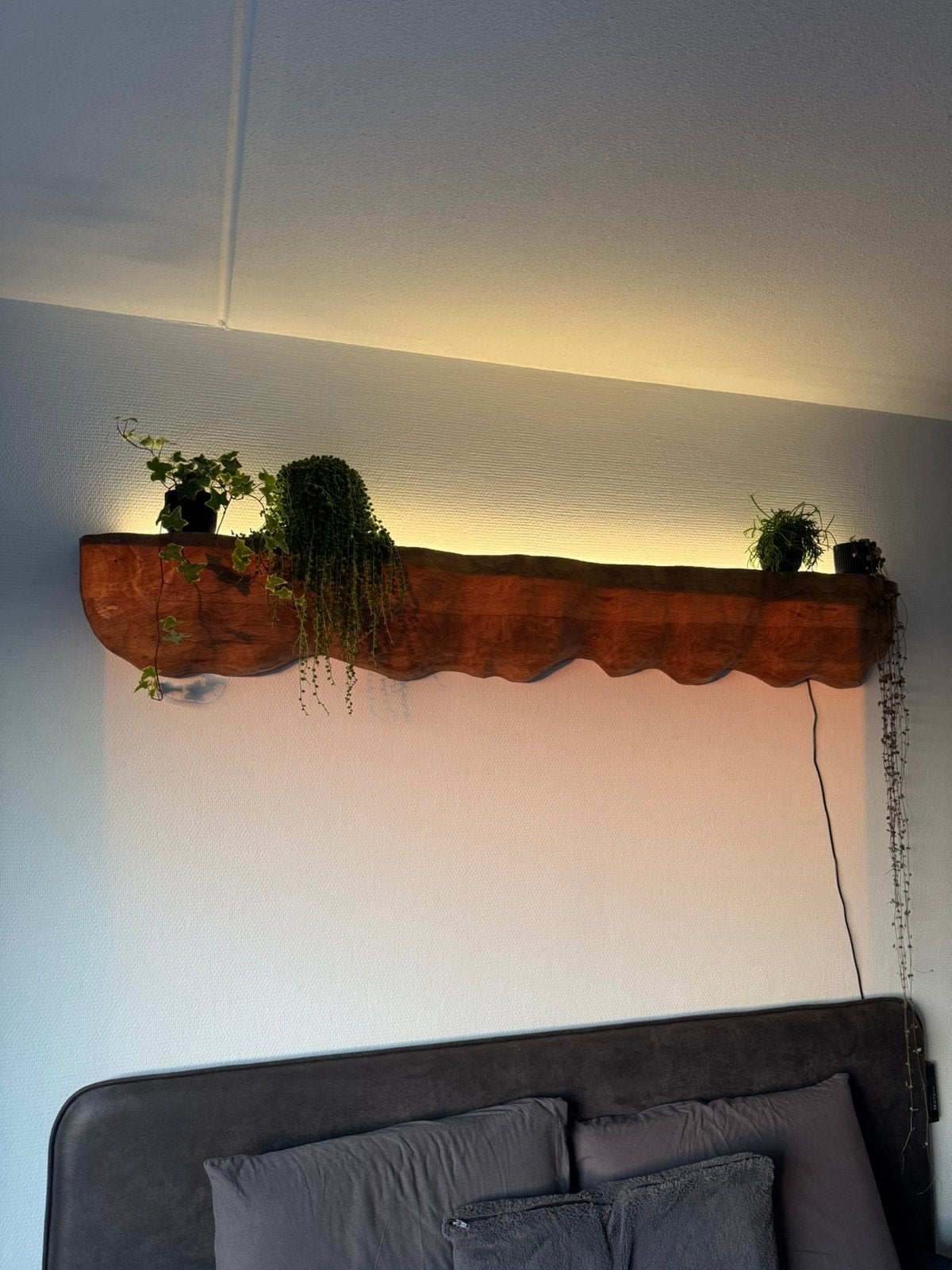 Unieke Massief Eiken Designer Wandlamp met Smart LED 2meter, Ophalen, Nieuw