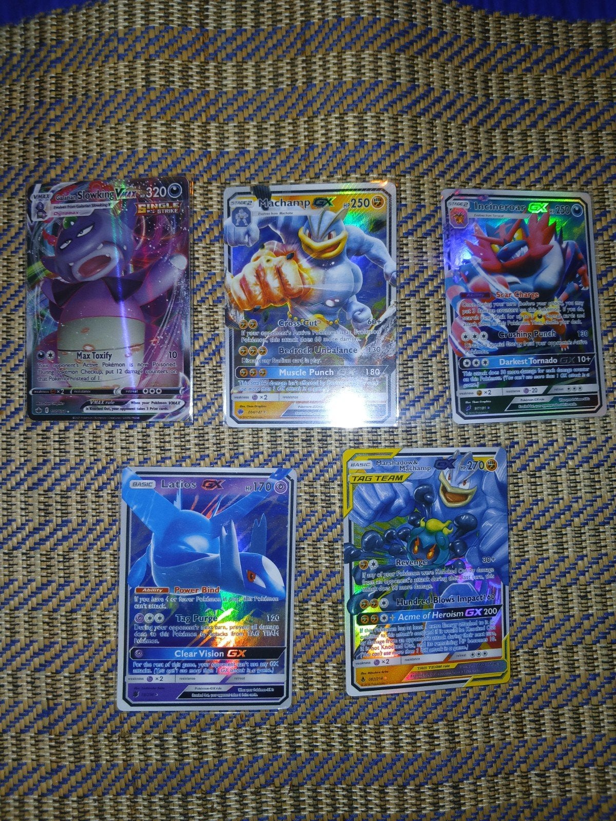 Pokémon GX/V kaarten bundel - Machamp, Snorlax, Incineroar, Ophalen of Verzenden, Gebruikt, Meerdere kaarten