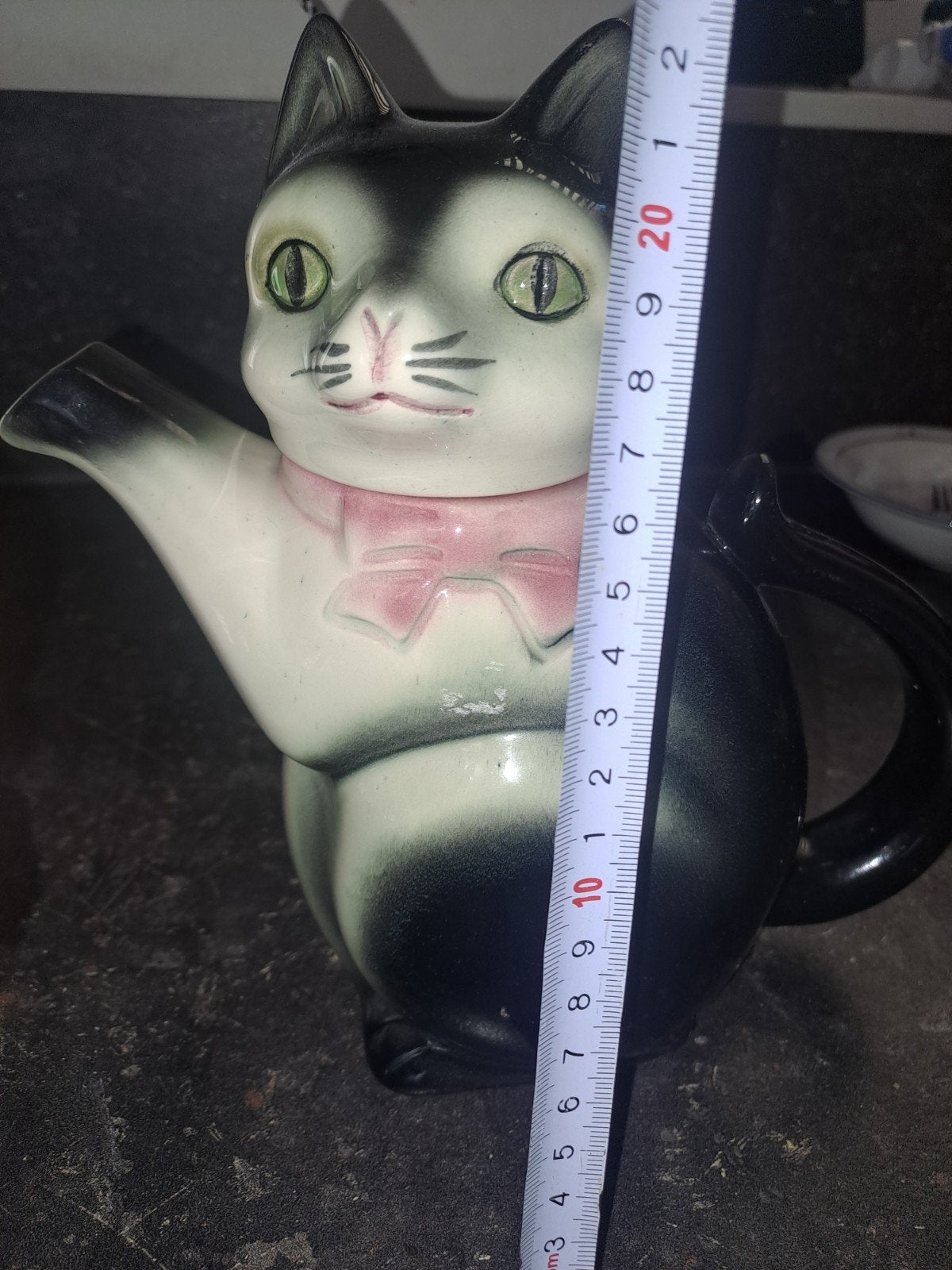 Vintage W.C. Western Germany Kat Theepot - Zwart/Wit, Antiek en Kunst, Ophalen of Verzenden