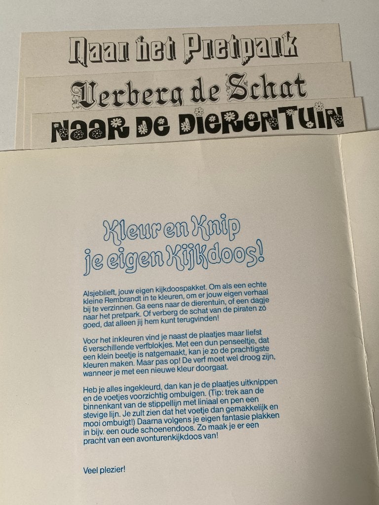 Oude Prodent Kijkdooskaarten Kleur en Knip je eigen kijkdoos, Ophalen of Verzenden, Zo goed als nieuw, Reclamebord