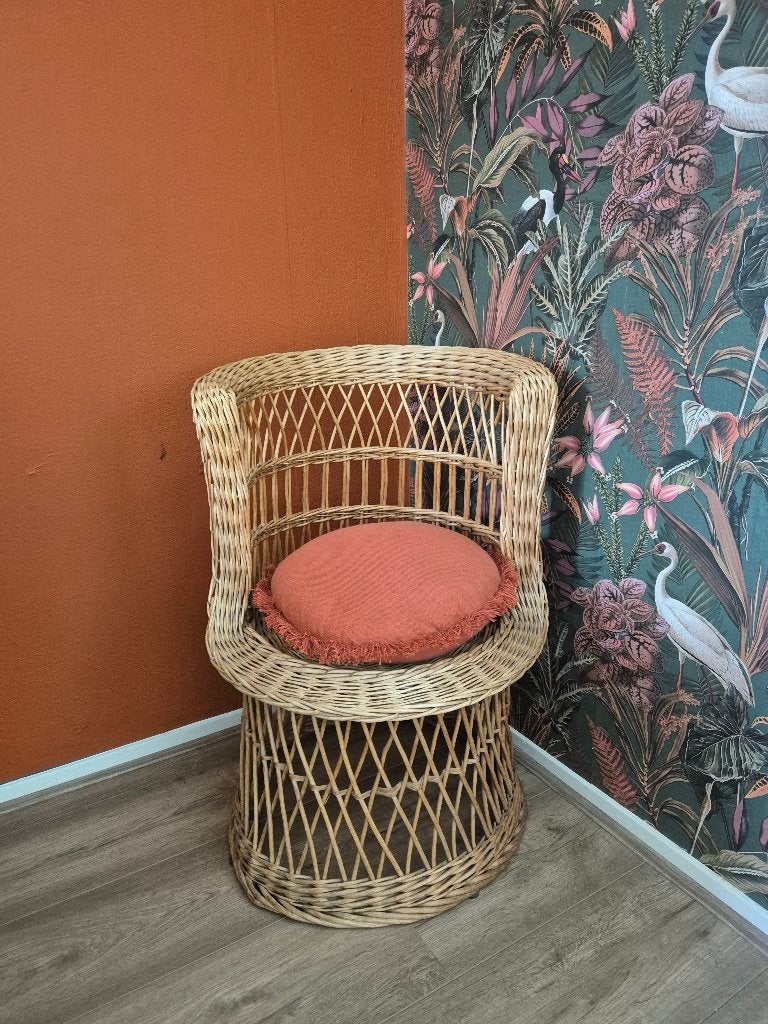 Rotan kinderstoel, Huis en Inrichting, Stoelen, Ophalen, Gebruikt, Bruin, Riet of Rotan