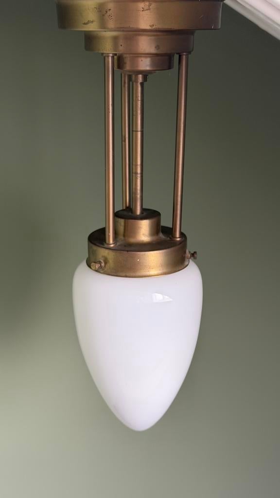 Vintage pendellamp hanglamp Gispen, art deco stijl ‘30, Ophalen of Verzenden, Gebruikt, Glas, Art deco, Gispen Jaren '30
