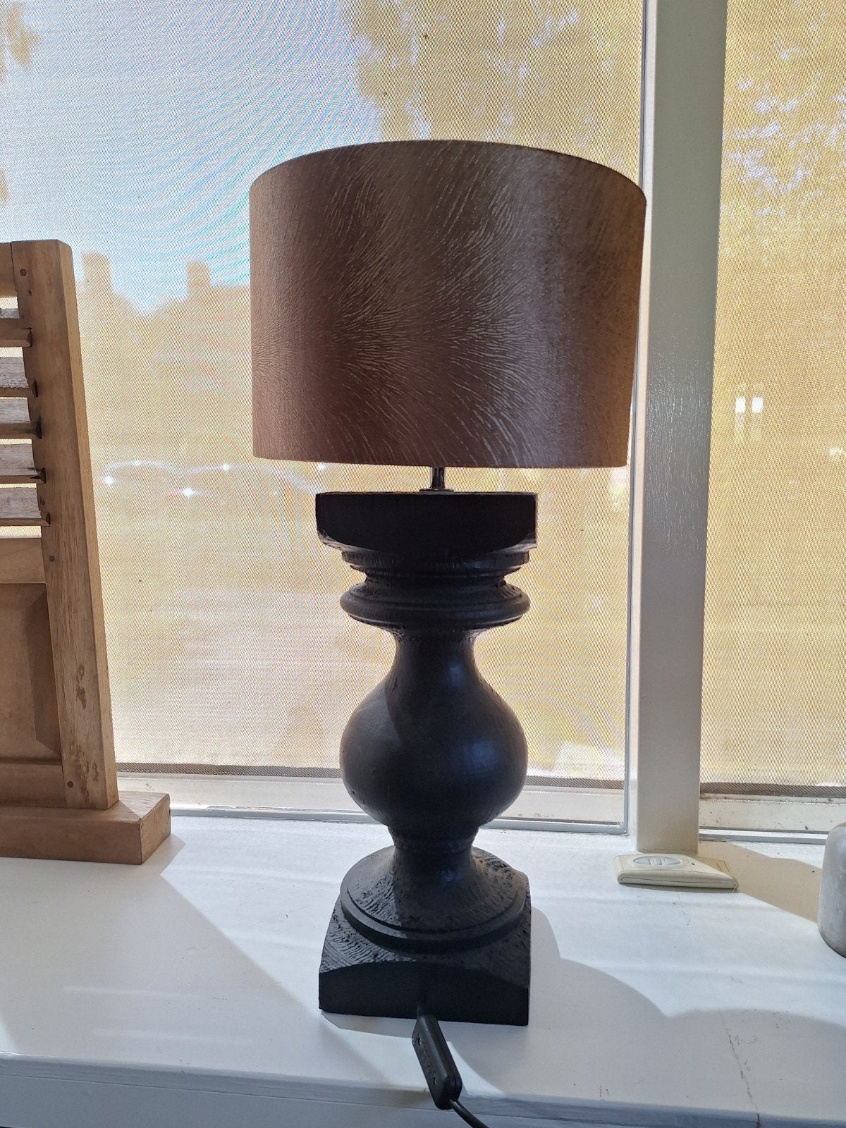 Baluster lamp zwarte voet met bronze kap. TEAB, Huis en Inrichting, Ophalen, Zo goed als nieuw, Light & Living, Met schakelaar
