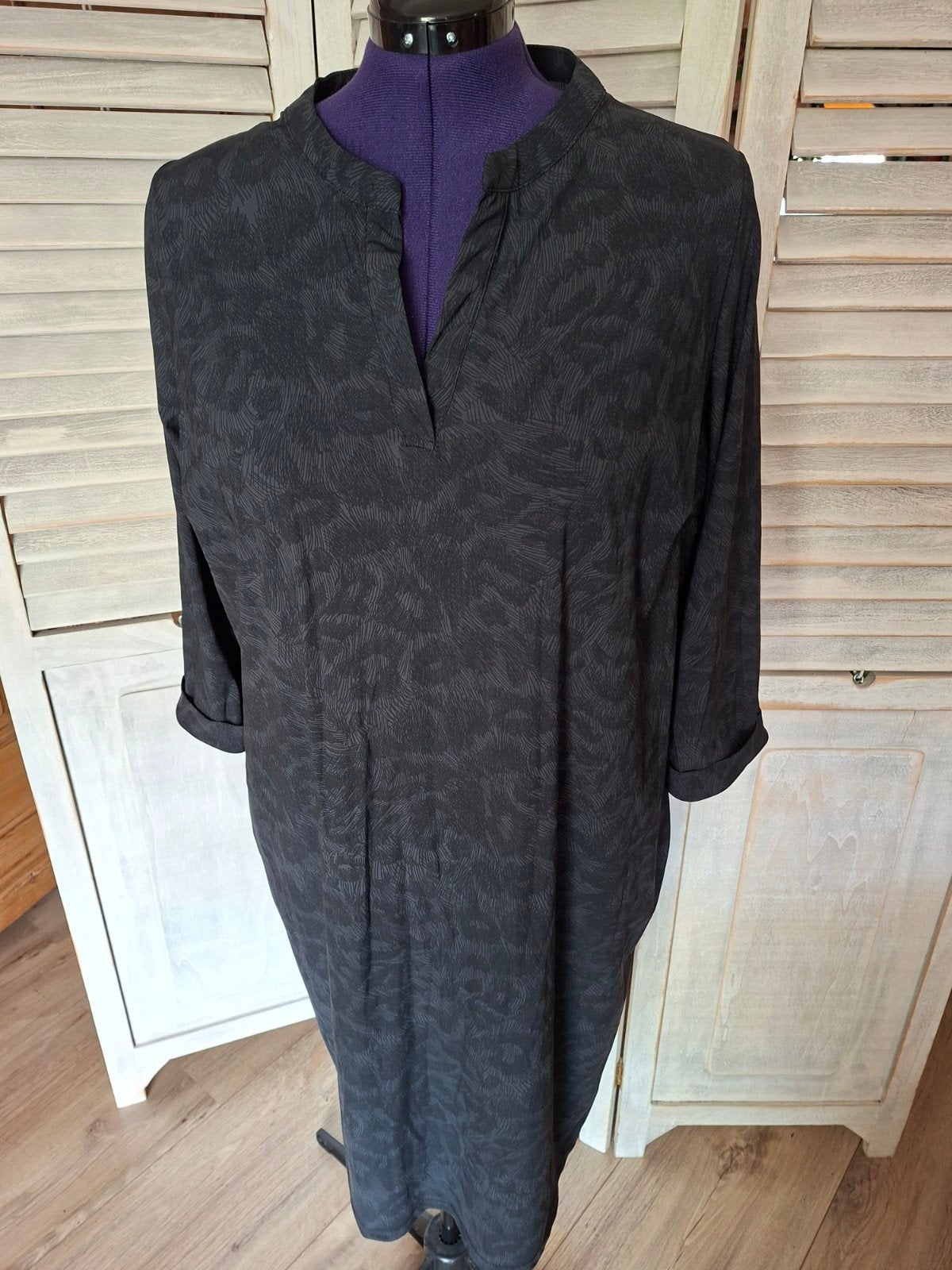 Miss Etam plus travelstof jurk, maat 50, Maat 46/48 (XL) of groter, Zo goed als nieuw, Knielengte, Miss Etam