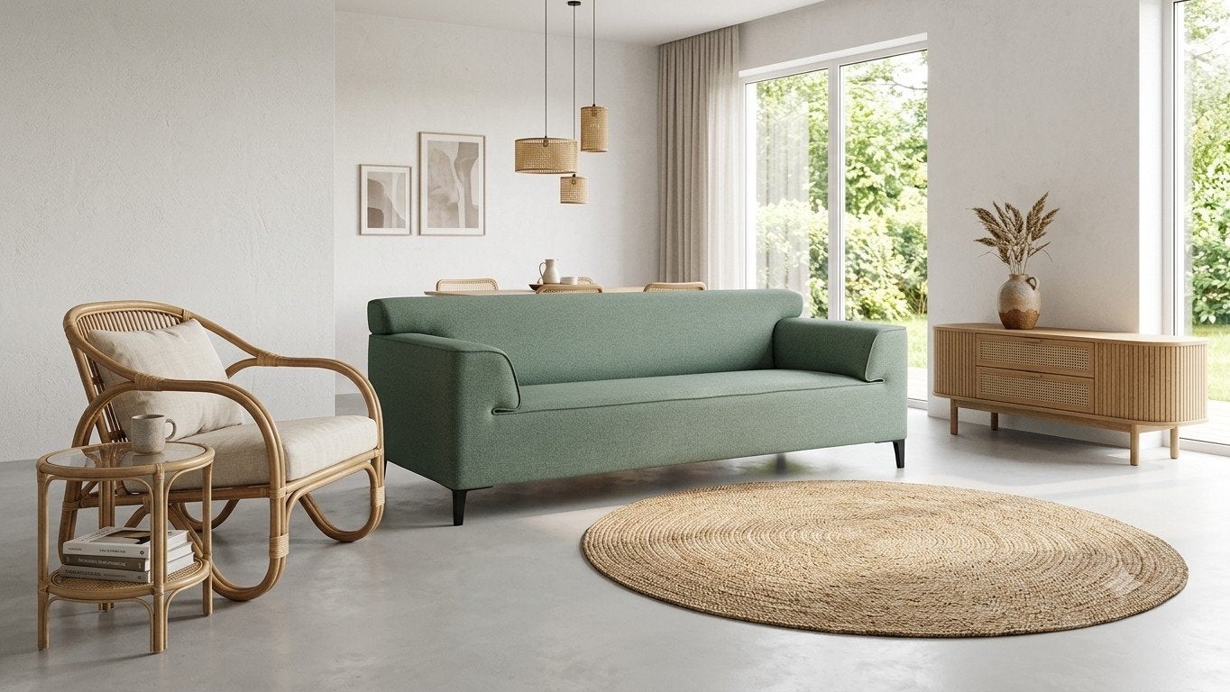 Pode Edit | 3 zitsbank | Groen | Opnieuw bekleed, Modern design refurbished Leolux Kvadrat Design on Stock Bloq, Info@andriesign.nl