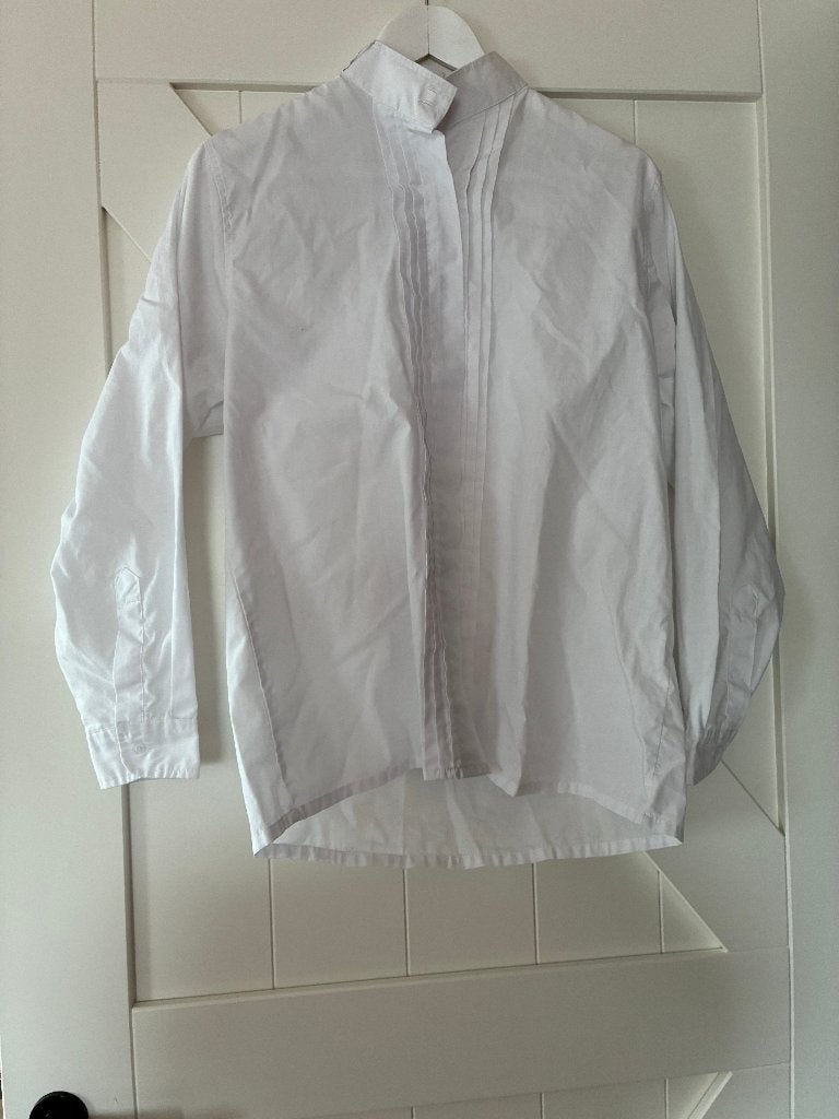Witte rijblouse, Dieren en Toebehoren, Paardrijkleding, Gebruikt, L, Dressuur, Ophalen of Verzenden