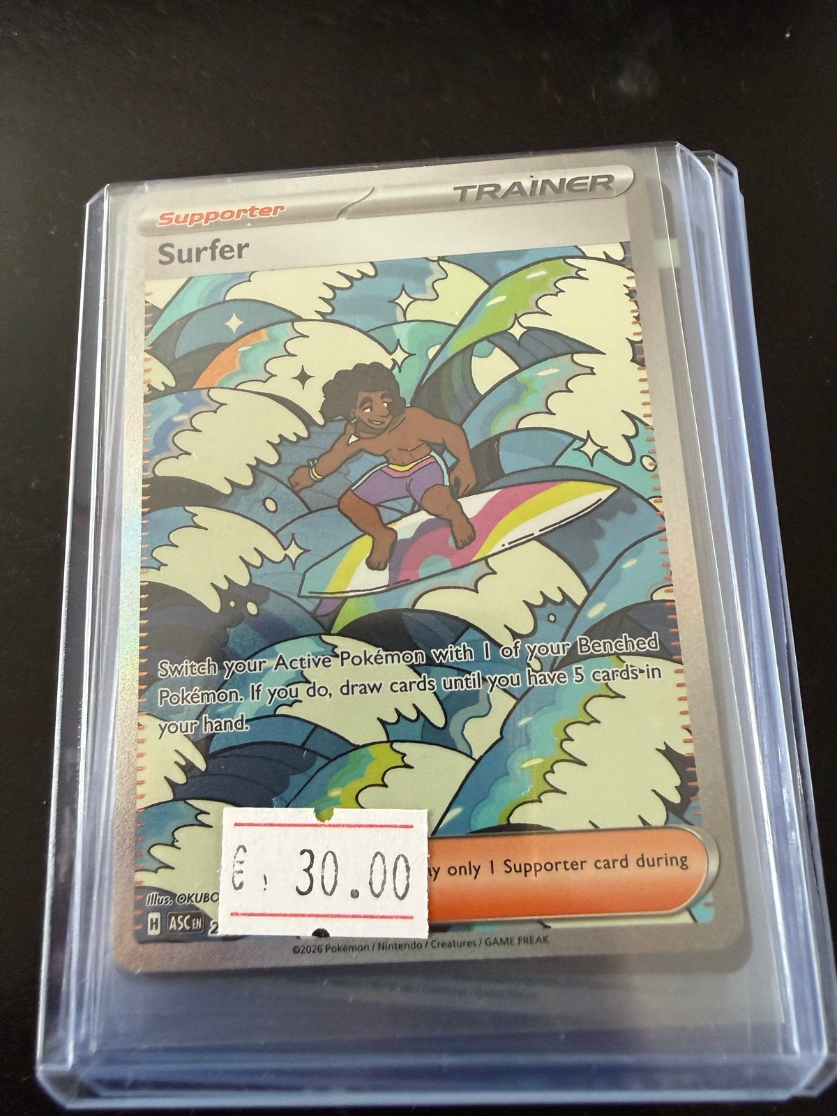 Pokémon TCG Surfer Supporter Trainer Kaart, Ophalen of Verzenden, Zo goed als nieuw, Losse kaart, Foil