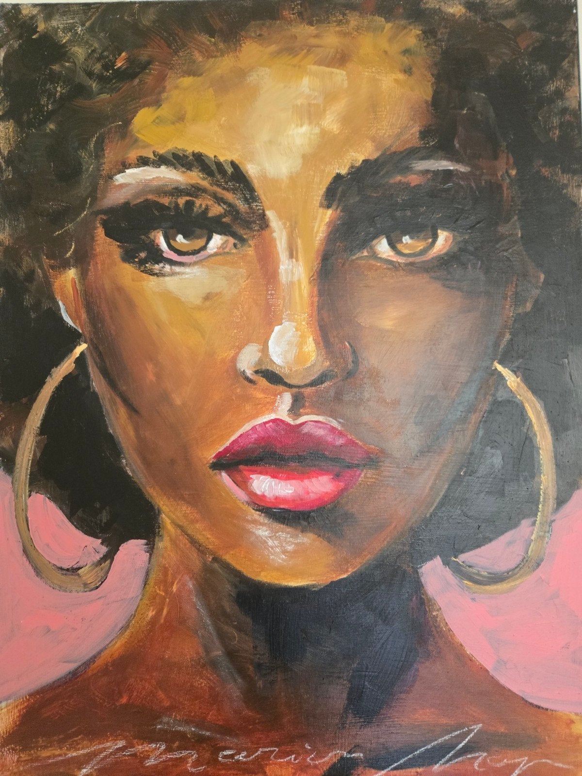 Marion Nap Schilderij - Portret gezicht, Gesigneerd, Ophalen of Verzenden, Olieverf, Portret