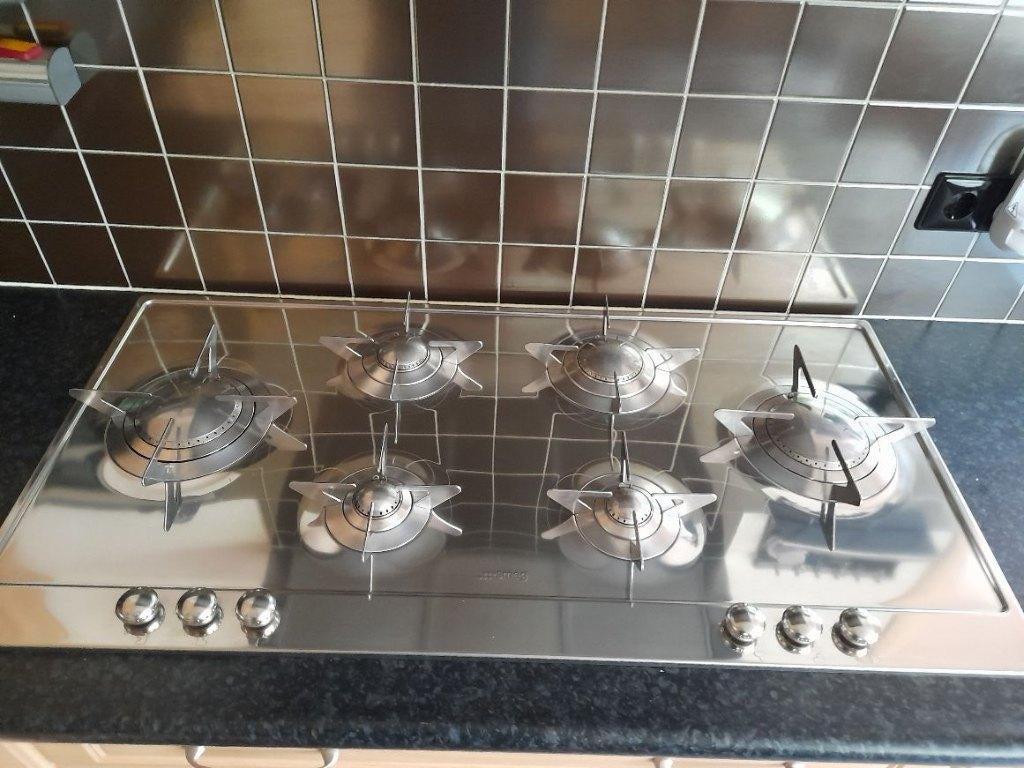 Smeg inbouwgaskookplaat 6 pits, Ophalen, Gebruikt, 60 cm of meer, Inbouw
