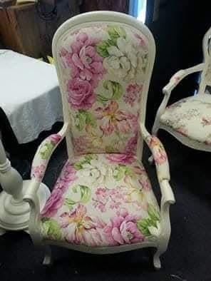 Brocante Queen ann fauteuil opnieuw gestoffeerd, Ophalen of Verzenden, Zo goed als nieuw, 75 tot 100 cm