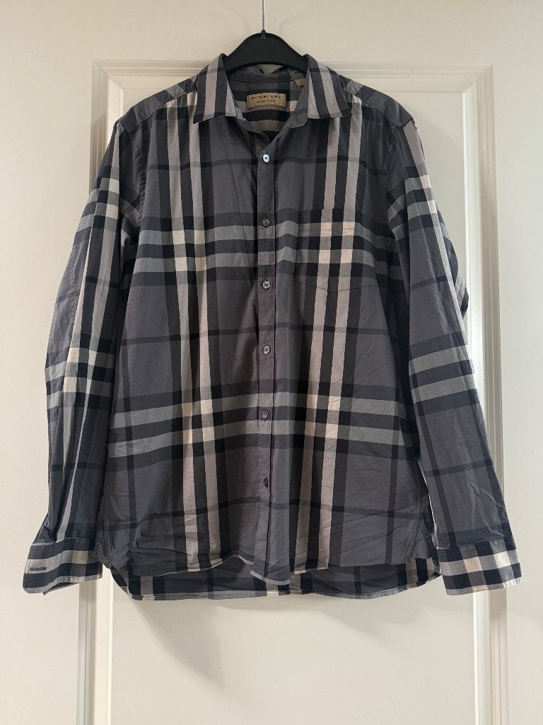 Burberry blouse maat L, Blauw, Ophalen of Verzenden, Zo goed als nieuw, Halswijdte 41/42 (L)