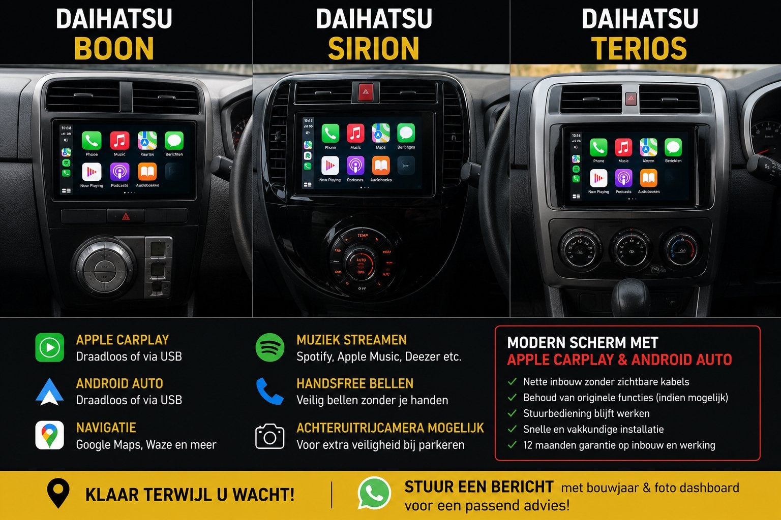 Daihatsu Boon, Sirion & Terios CarPlay Inbouw, Auto diversen, Autoradio's, Ophalen, Nieuw