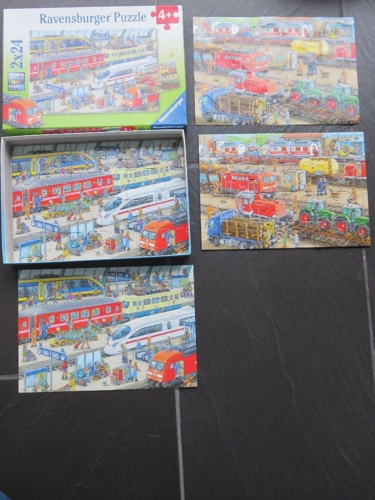 Puzzel 2x24 stukjes Drukte op het treinstation., Ophalen of Verzenden, 10 tot 50 stukjes, Gebruikt, 2 tot 4 jaar