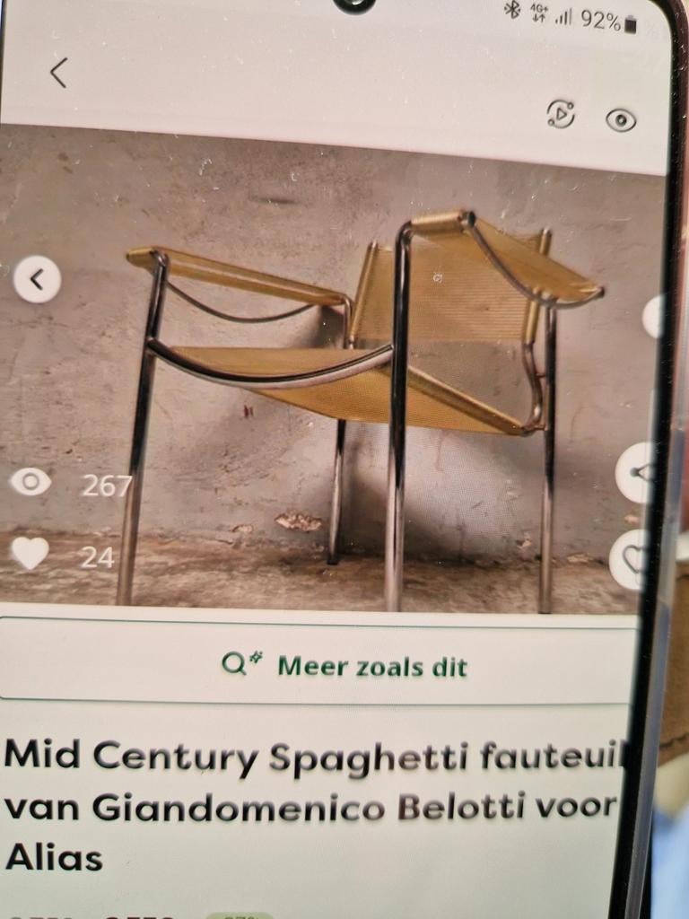 Mid Century Spaghetti fauteuil Giandomenico Belotti voor Ali, Ophalen of Verzenden