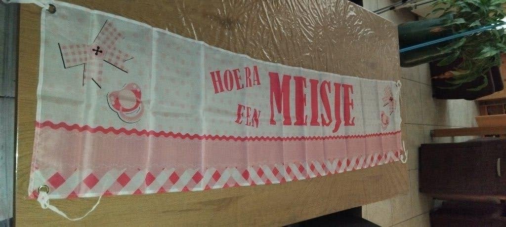 banner hoera een meisje, Ophalen of Verzenden, Gebruikt, Versiering, Geboorte of Huwelijk