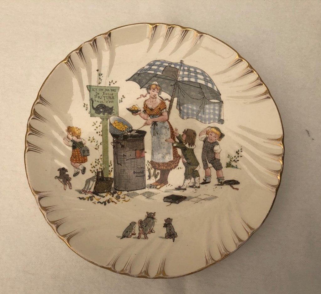 Sarreguemines - antiek bord - kinderillustraties, Ophalen of Verzenden
