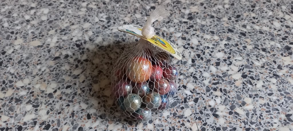 Vintage "irise" regenboog knikkers netje, Verzamelen, Verzenden, Nieuw