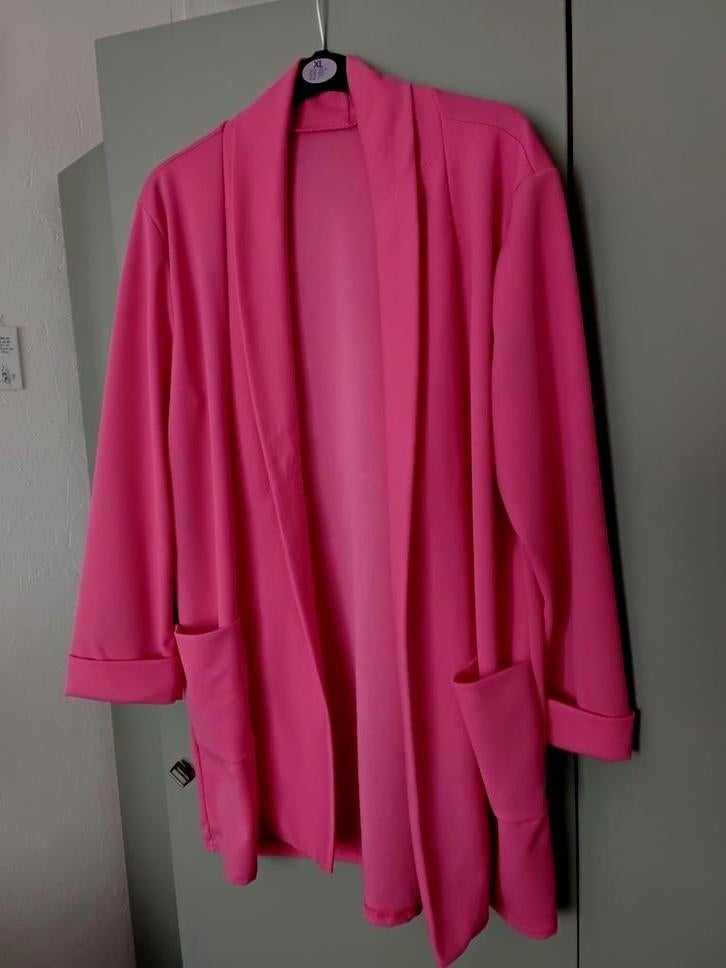 Vrolijke blazer 1 maat ca 44 46 zonder voering gedragen, Ophalen of Verzenden, Gedragen, Roze, Jasje of Colbert