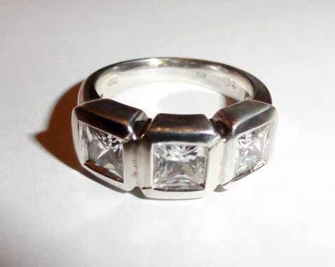 Ring zilver 925 Chunky cocktail ring, Met strass, Ophalen of Verzenden, Zo goed als nieuw, 17 tot 18
