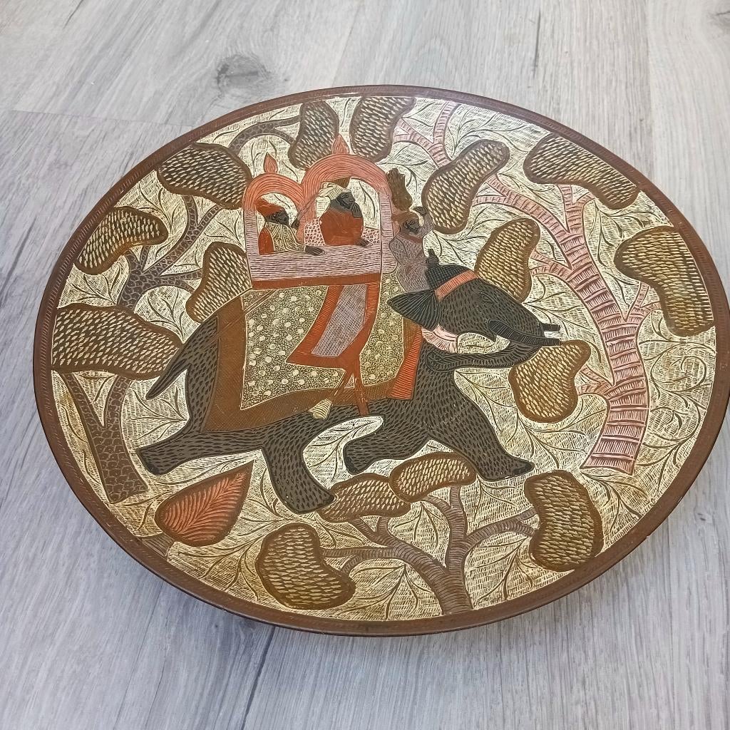 vintage indiase messing wandbord/schaal, Antiek en Kunst, Antiek | Koper en Brons, Ophalen of Verzenden