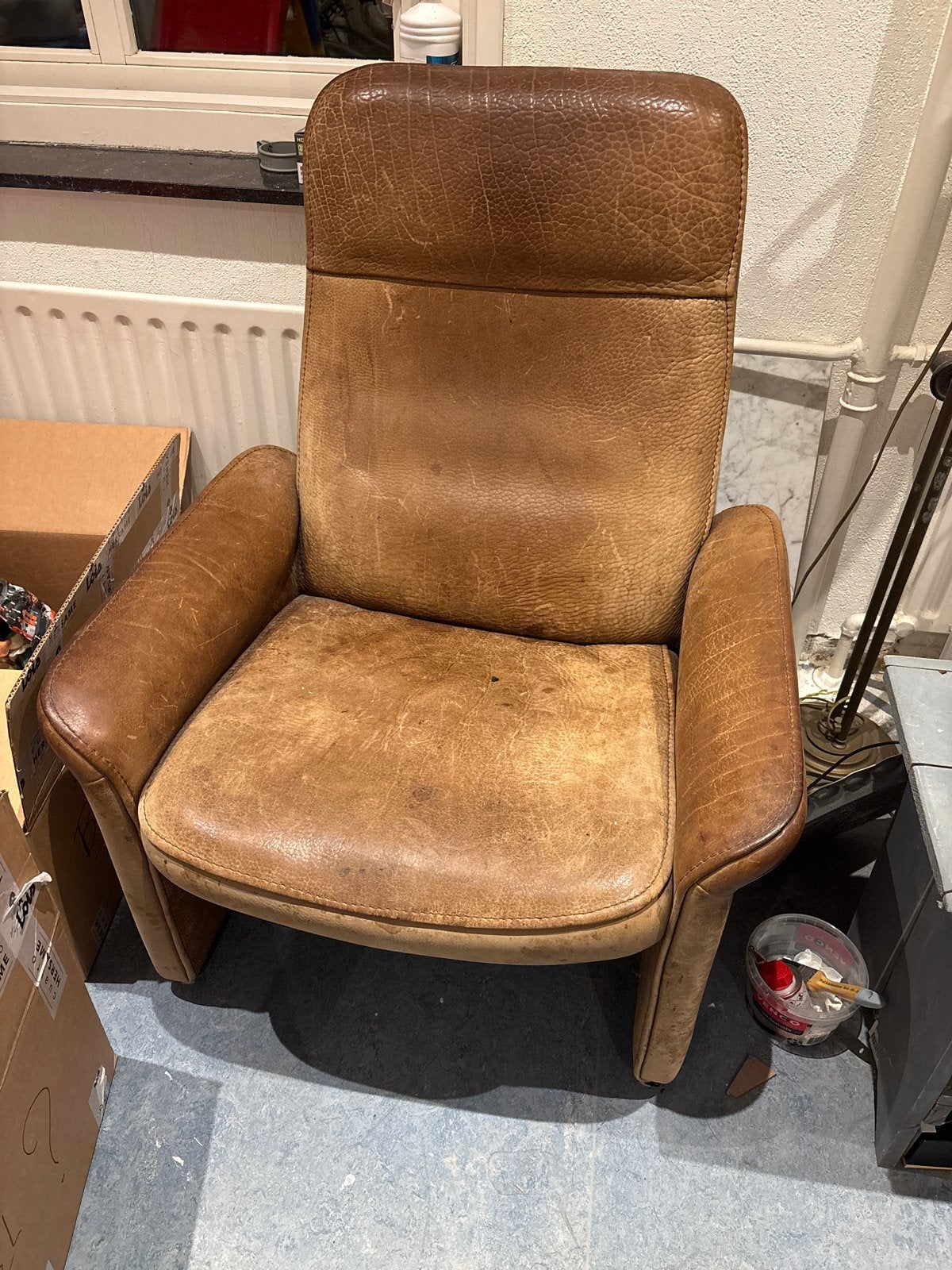 De Sede Leren Fauteuil - Verstelbaar, Ophalen, Gebruikt, 50 tot 75 cm, Leer