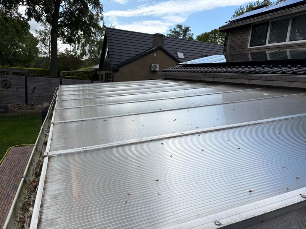 Compleet helder polycarbonaat dak 800x400 met dakgoot, Ophalen, Polycarbonaat, Zo goed als nieuw, Aluminium