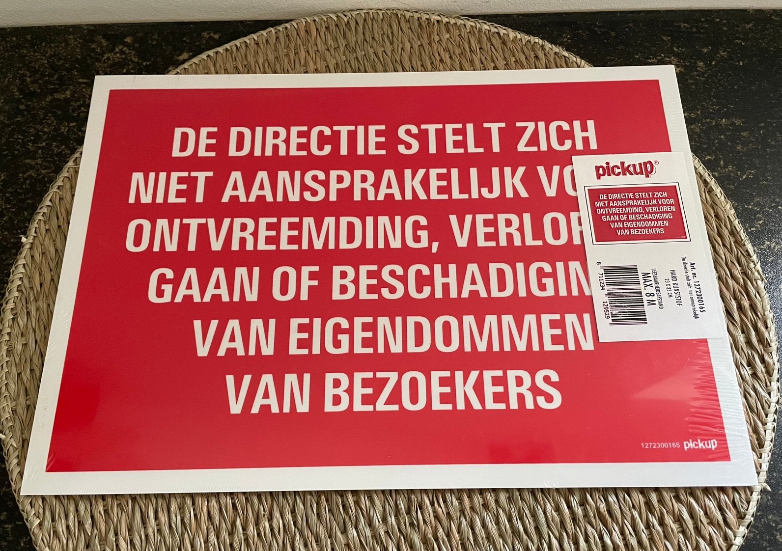 Tekstbord, van pickup: de directie stelt zich niet….,, Ophalen of Verzenden, Nieuw