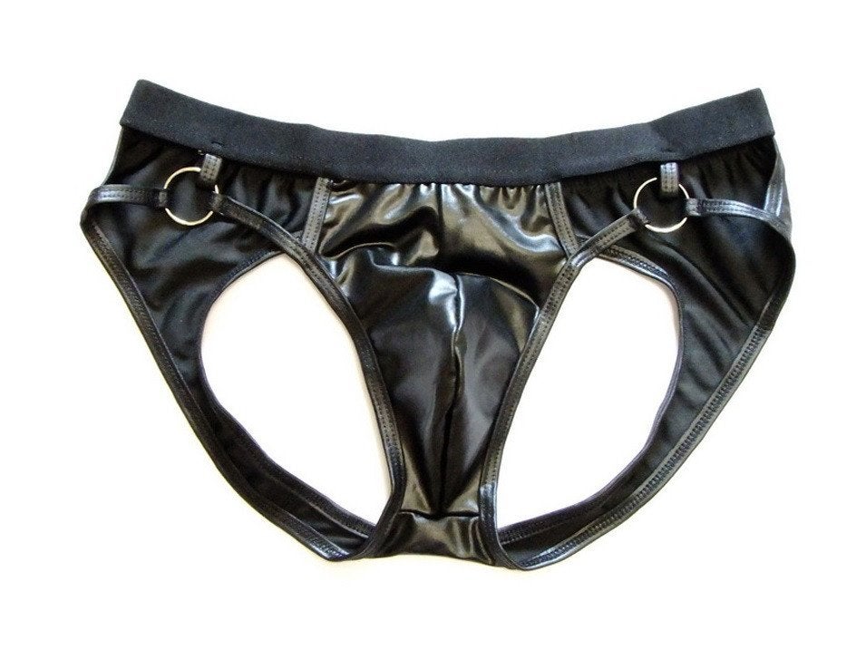 Heren g-string met open achterkant, Verzenden, Zwart, Slip