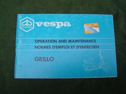 Vespa Grillo operating maintenance manual, Ophalen of Verzenden, Gebruikt