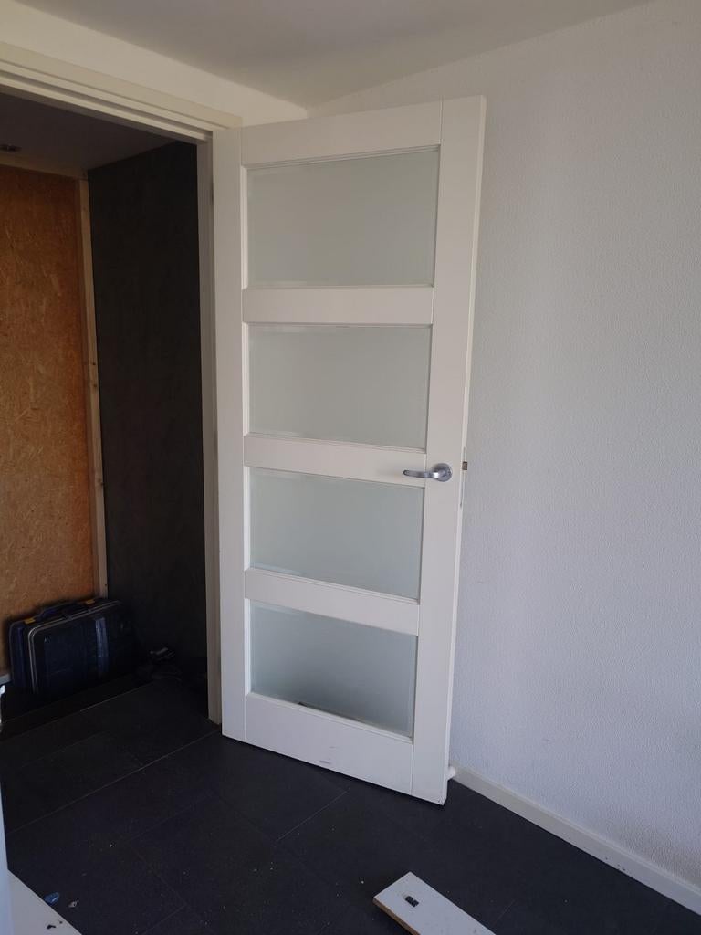 Binnendeur met 4 glazen panelen, Ophalen, 80 tot 100 cm, Binnendeur, 200 tot 215 cm