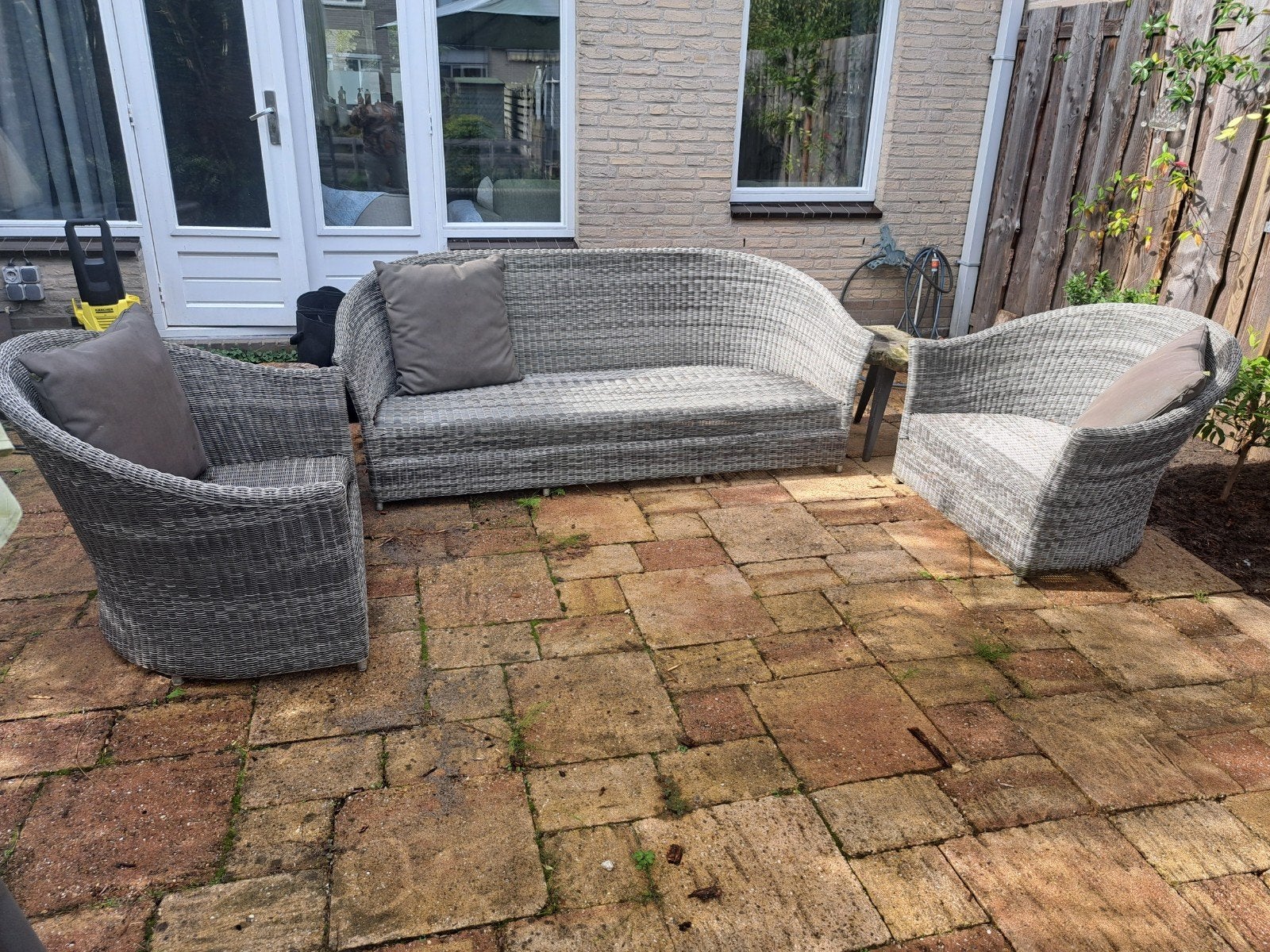 LIFE kwaliteits loungeset voor de tuin, Tuin en Terras, Ophalen, Zo goed als nieuw, Wicker, Bank