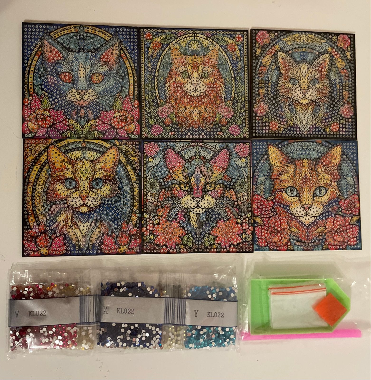 Diamond Painting Onderzetters Katten (6 stuks) - Nieuw, Nieuw, Meerkleurig, Ophalen of Verzenden, Kunststof