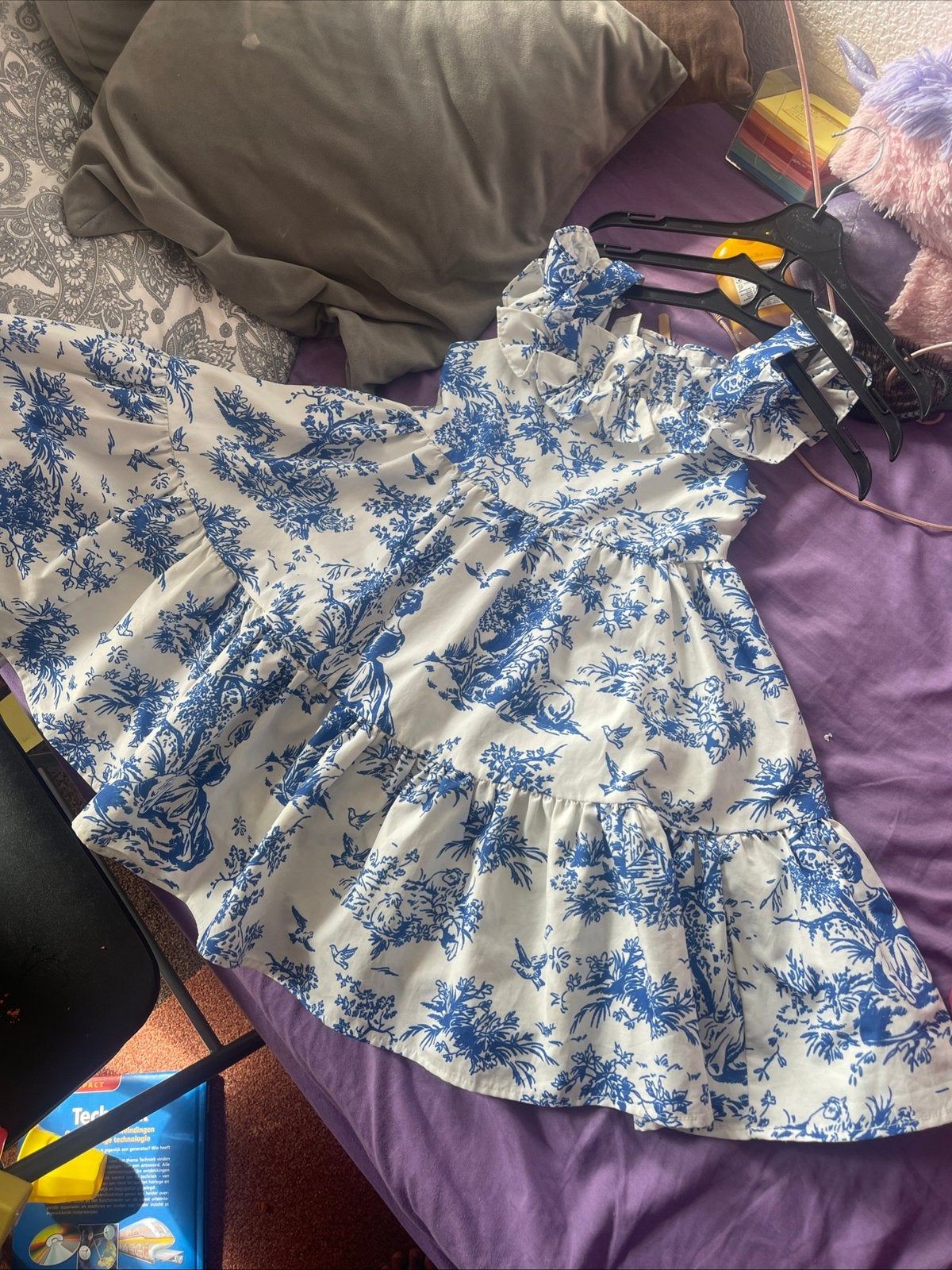 Blauwe/witte SHEIN Dames jurk voor 9 jaar, Kleding | Dames, Jurken, Verzenden, Wit, Zo goed als nieuw, Maat 34 (XS) of kleiner