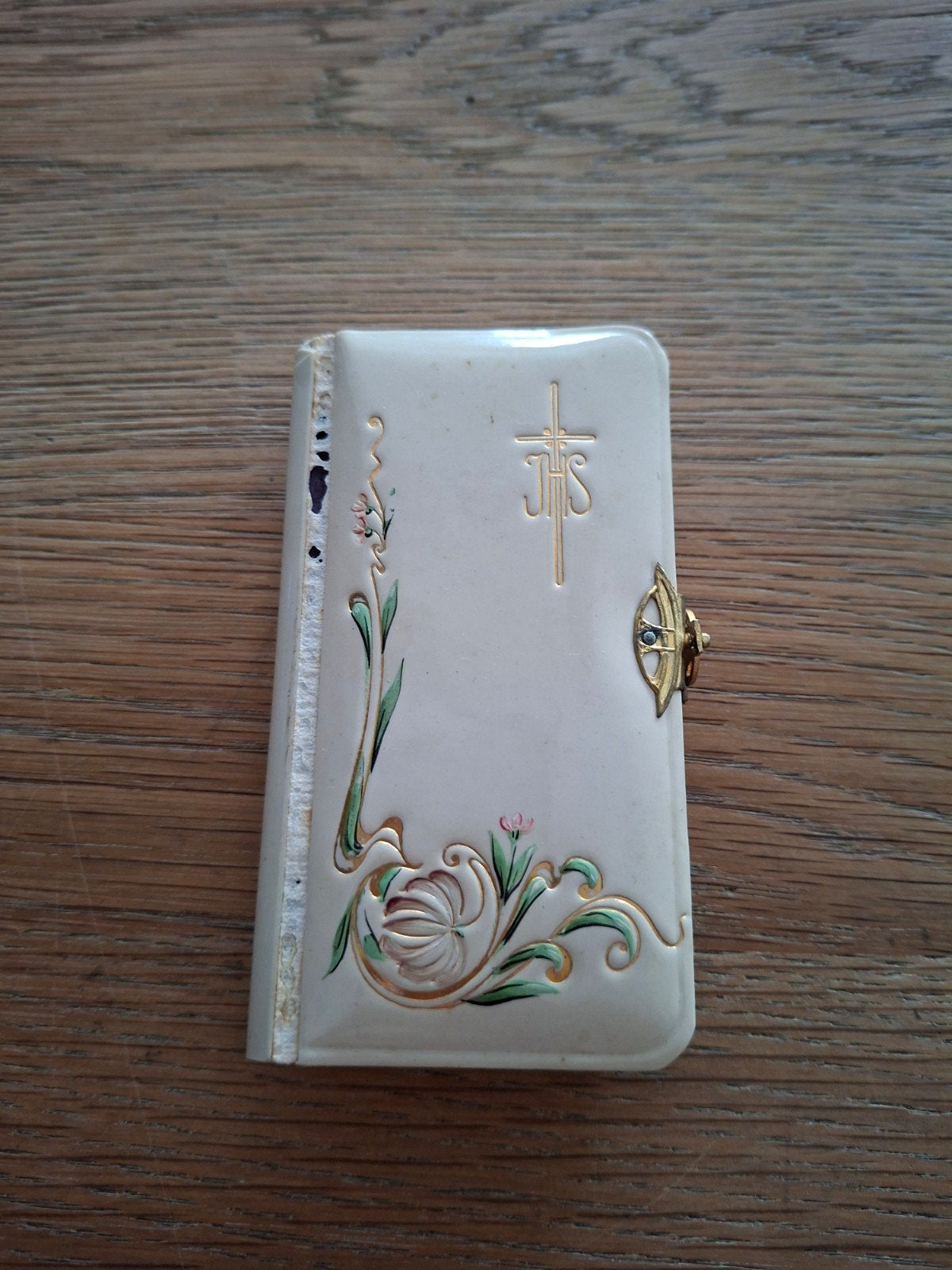 Antiek Gebedenboekje met IHS-monogram en slotje, Antiek en Kunst, Ophalen of Verzenden