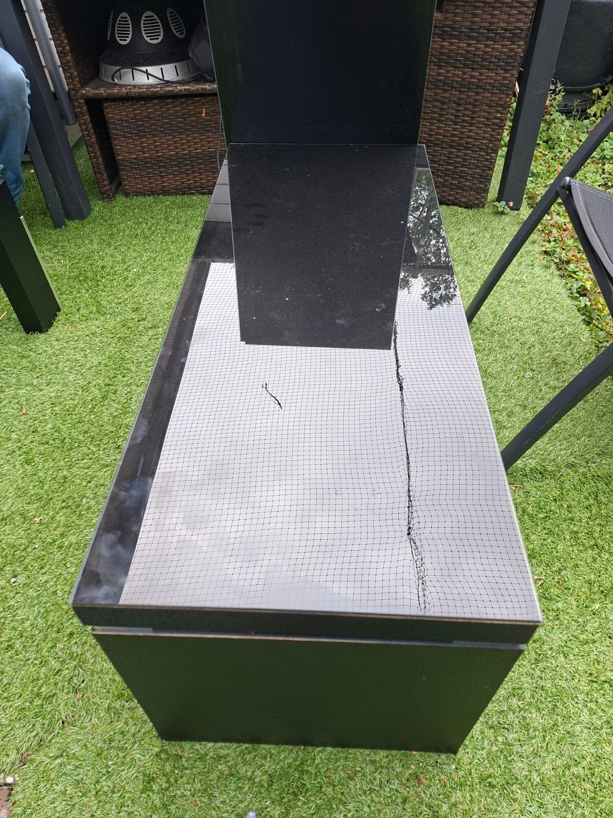 Zwart TV-meubel met 3 glazen bladen, 100 tot 150 cm, Ophalen of Verzenden, Minder dan 100 cm, Modern