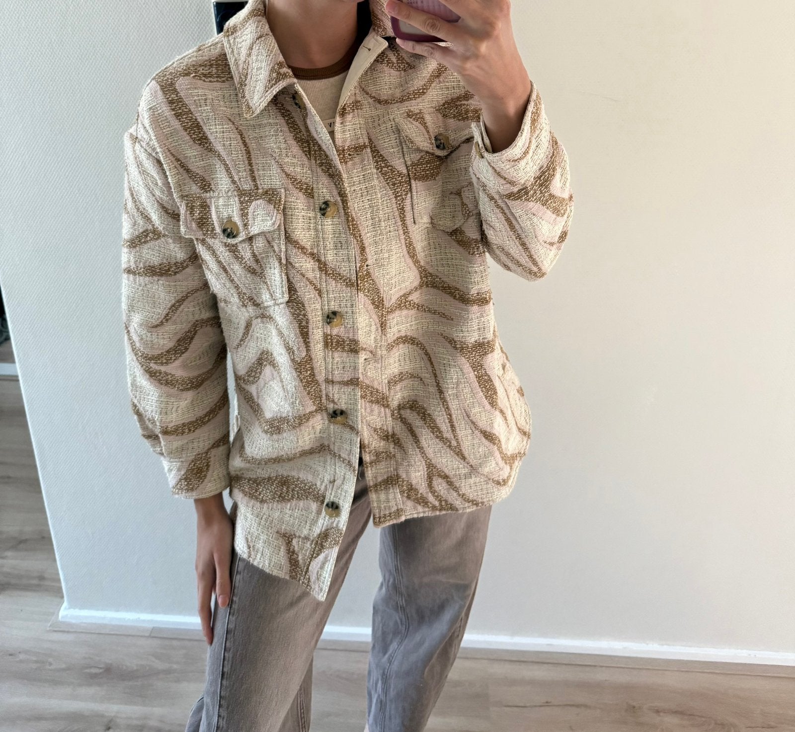 Beige jasje Scotch&Soda maat s m print, Ophalen of Verzenden, Zo goed als nieuw, Maat 38/40 (M), Beige