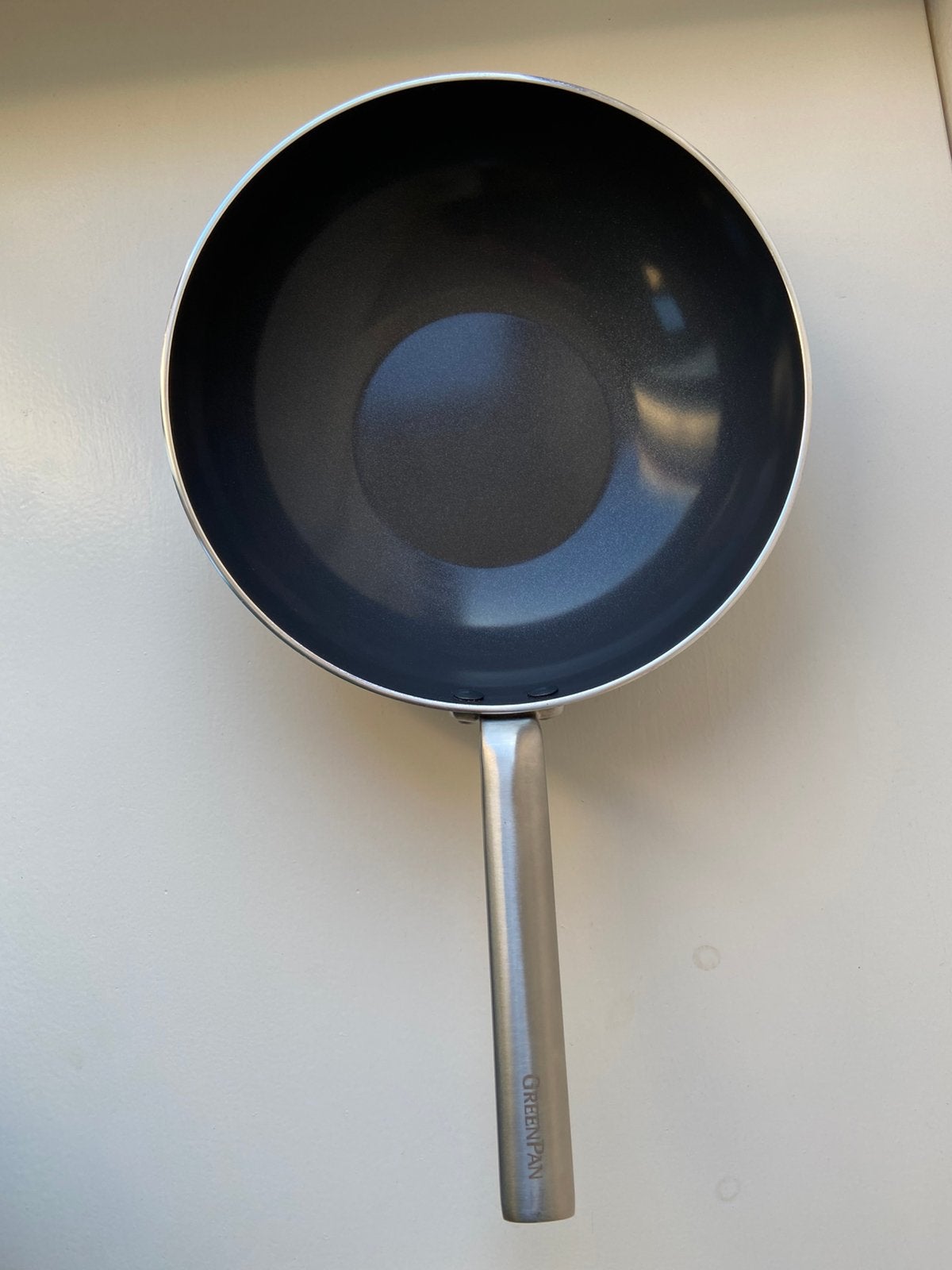 Wokpan GreenPan - Zwart/Zilver, Aluminium, Ophalen of Verzenden, Zo goed als nieuw, GreenPan