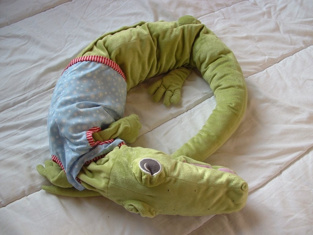 IKEA KROKODIL VELOURS GROEN MET GROTE OGEN ROZE BEK EN, Ophalen of Verzenden, Nieuw, Overige typen