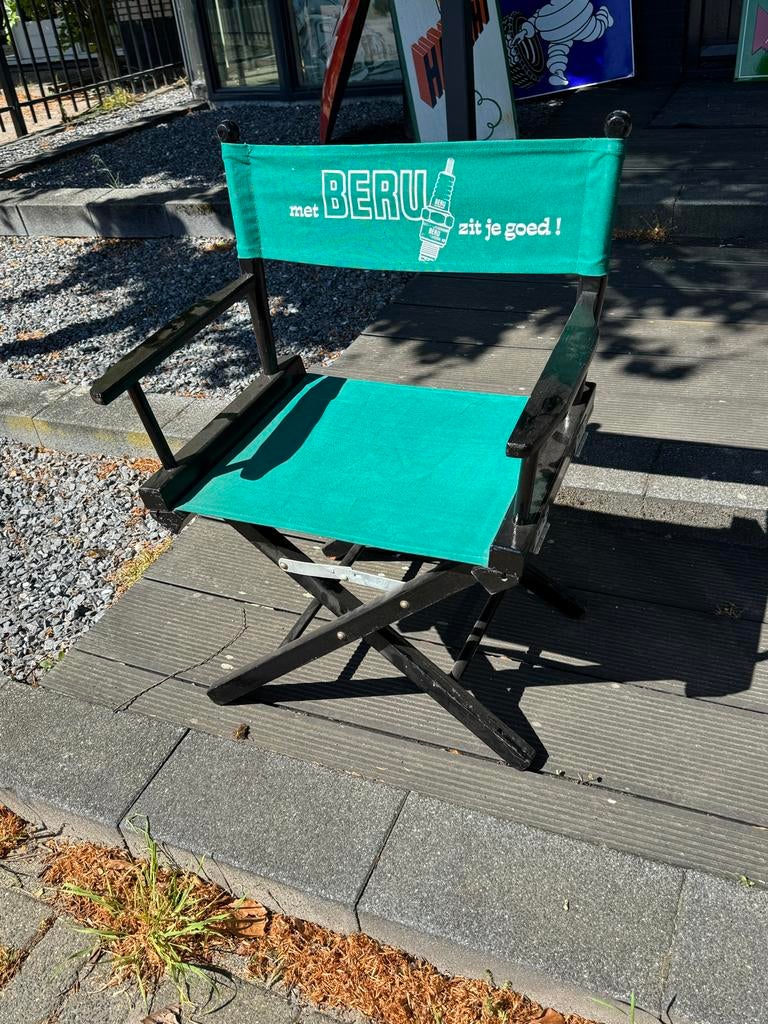 Vintage Beru Bougie Regisseursstoel - Groen & Zwart, Verzamelen, Ophalen, Gebruikt, Gebruiksvoorwerp, .
