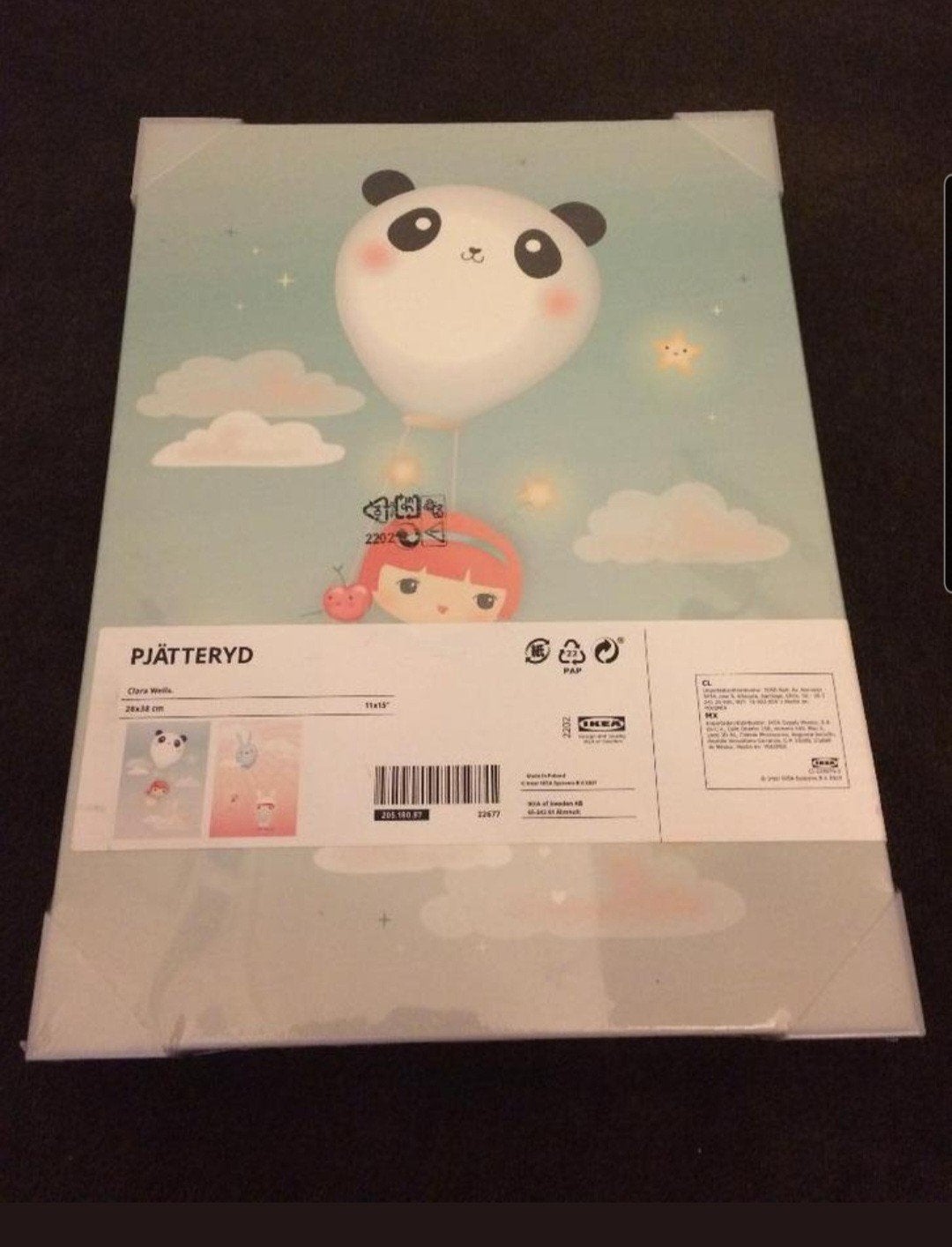 IKEA PJÄTTERYD Panda en Konijn Canvas Schilderijen, Ophalen, Zo goed als nieuw, Wanddecoratie, Ophangbaar