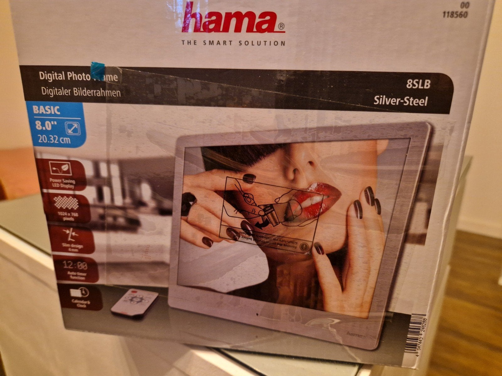 Hama Basic 8.0" Digitale Fotolijst - Zilver-Staal, Nieuw, Ophalen of Verzenden, Klokfunctie, Minder dan 1 GB