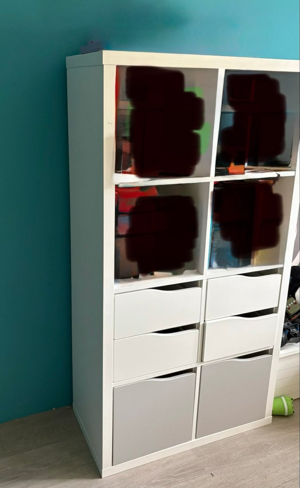 Witte Kallax kast, Ophalen, Gebruikt, 50 tot 100 cm, Met lade(s)