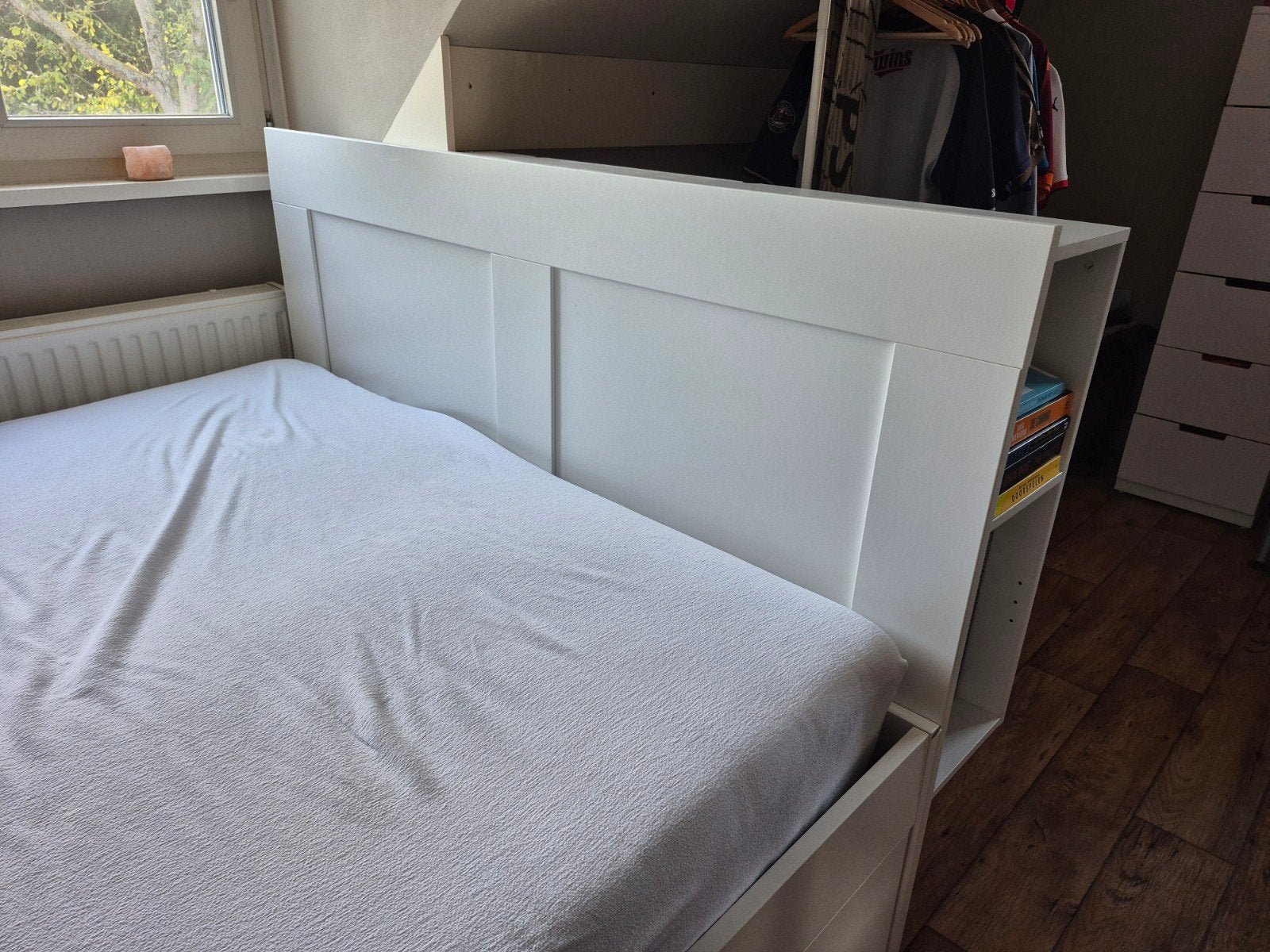 Ikea Brimnes tweepersoonsbed 160x200 met lades, Huis en Inrichting, Ophalen, Gebruikt, Wit, Tweepersoons