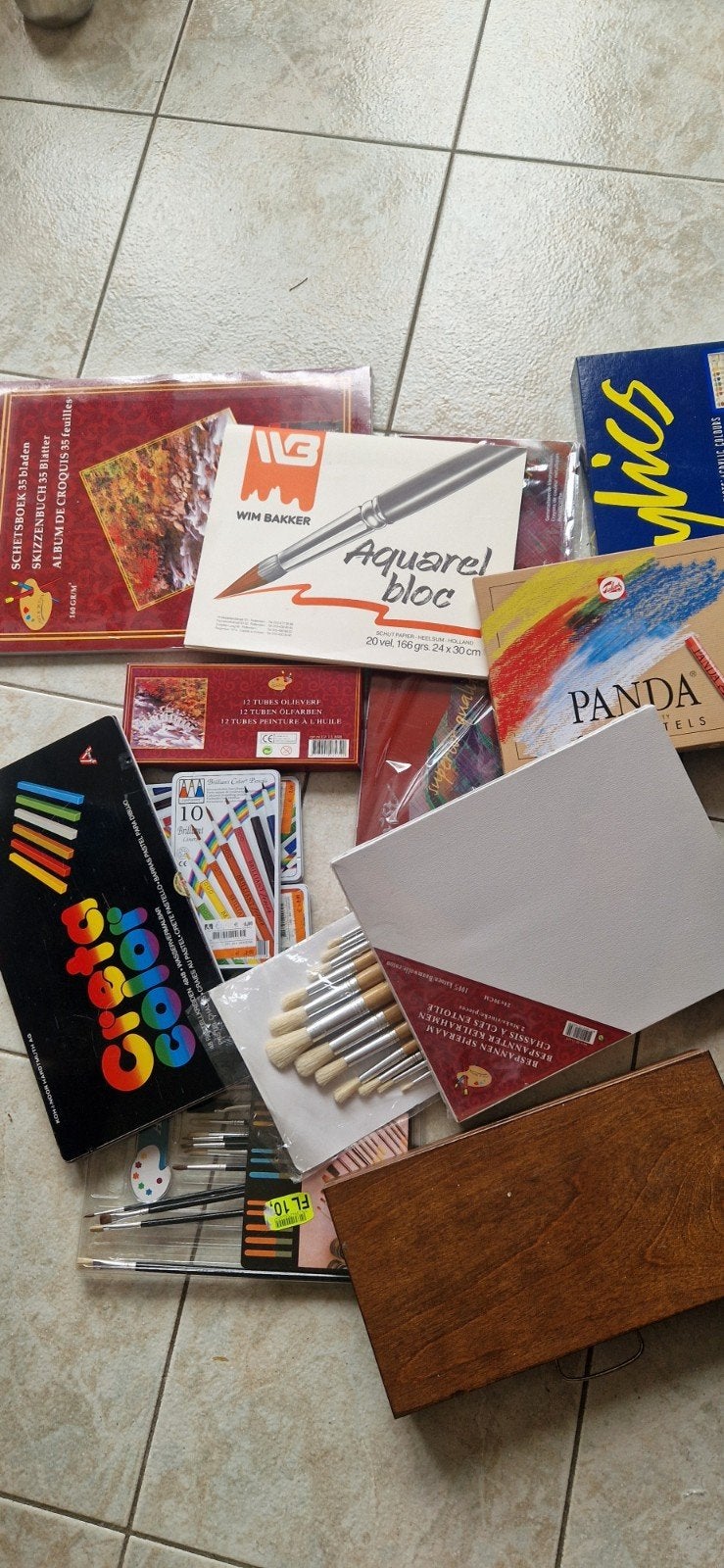 Doos vol met teken- en schilderspullen, Hobby en Vrije tijd, Tekenen, Ophalen, Nieuw, Potlood of Stift