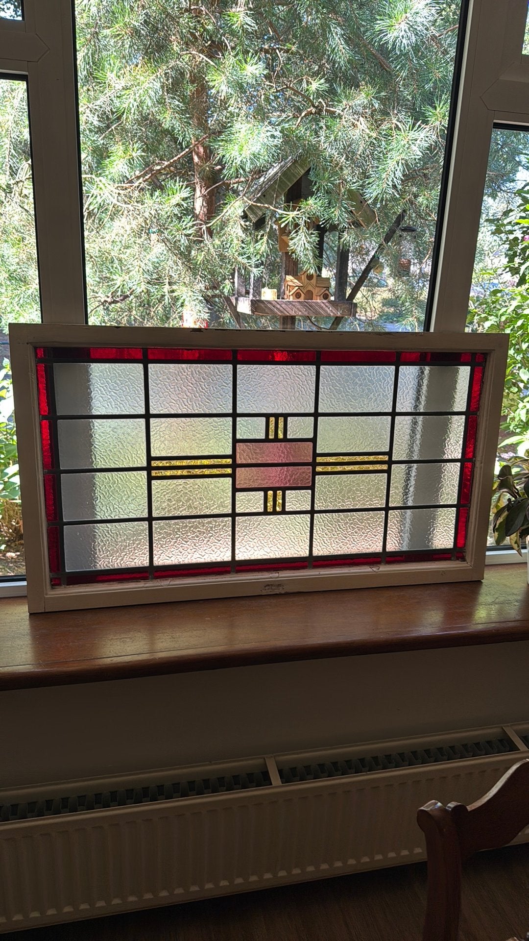 Prachtig gaaf art deco glas in lood raam, Ophalen
