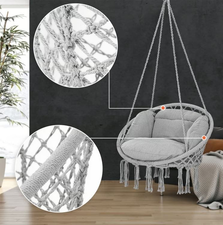 Hangstoel swing lichtgrijs 80x60x140cm GRATIS BEZORGD!, Hangstoel, Verzenden, Overige materialen, Nieuw